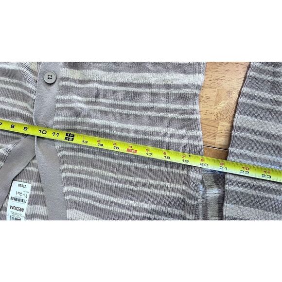 ALFANI COASTAL MODE TAN STRIPE CARDIGAN SWEATER WOMENS SZ M P1-261 - Picture 8 of 11